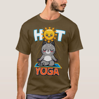 T-shirt Hot Yoga Funny Cute Kawaii Chat d'été Méditation