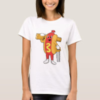 Hotdog as Carpenter with Saw & Wood