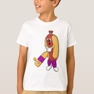 T-shirt Hotdog au cricket avec batte de cricket