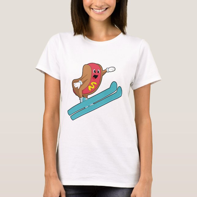 T-shirt Hotdog comme sauteur de ski avec Ski.PNG (Devant)