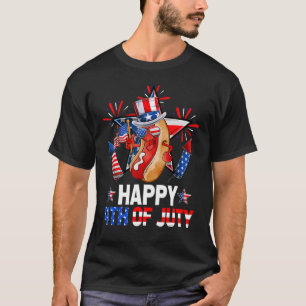 T-shirt Hotdog Fireworks Drapeau américain heureux 4 juill