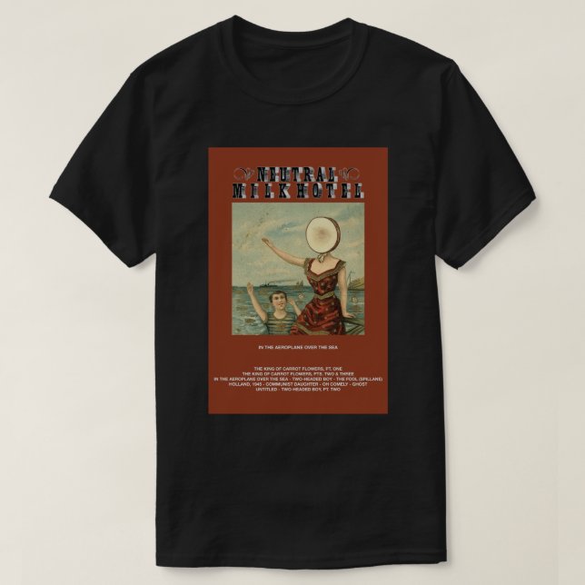 T-shirt Hôtel Lait Neutre - Dans l'avion au-dessus de la m (Design devant)