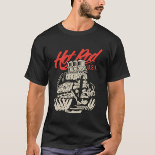 T-shirt Hotrod Dragster Race Car Muscle Moteur de voiture 