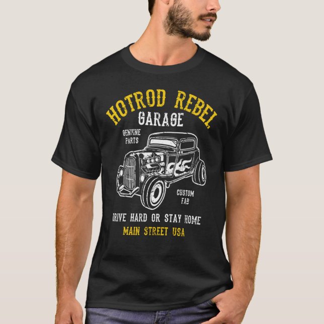 T-shirt Hotrod Rebel Automotive Nostalgie Vieille Troupe d (Devant)