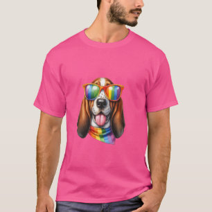 T-shirt Hound Chien Rainbow Chien LGBT Chien Chien LGBT Ch