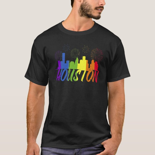 T-shirt Houston Pride Skyline Pride Parade (Devant)