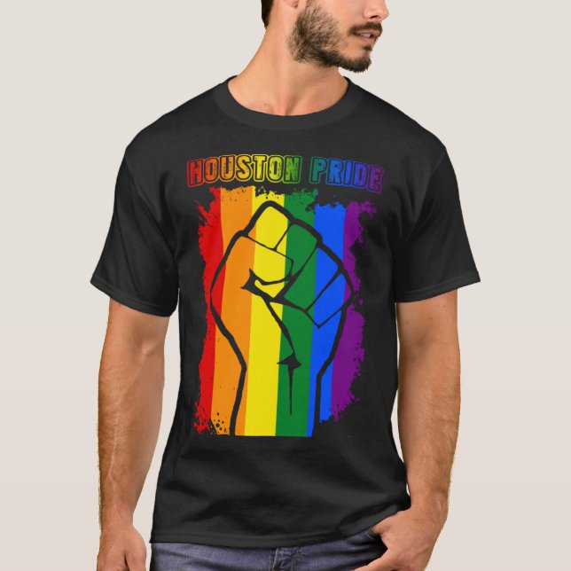 T-shirt Houston Texas LGBT Pride Mois LGBTQ Rainbow Flag (Devant)