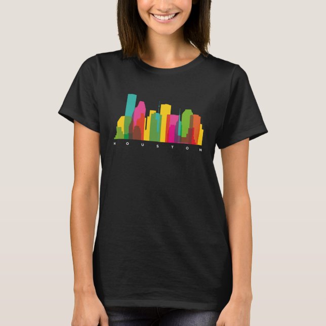 T-shirt Houston Texas USA Skyline Silhouette Outline Sketc (Devant)