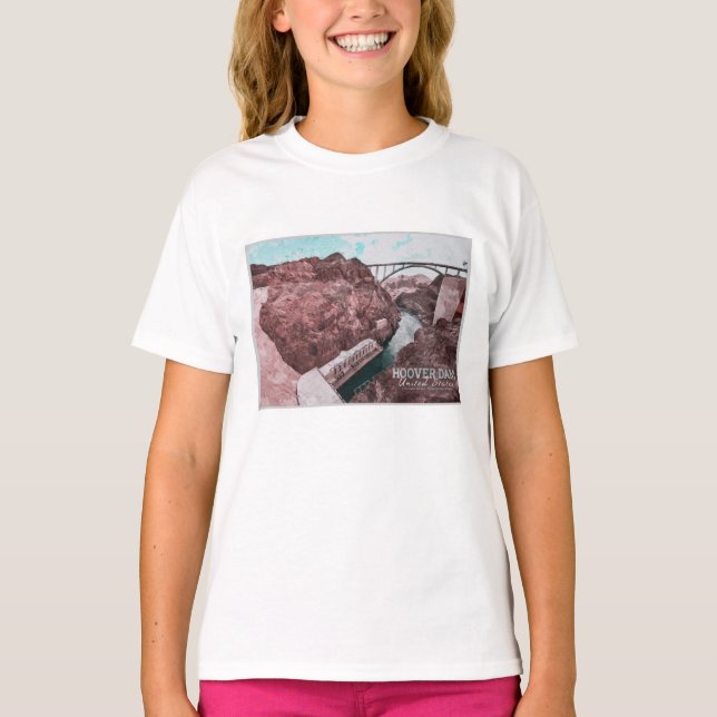 T-SHIRT HOVER DAM WATERCOLOR - NEVADA - ARIZONA (Devant)