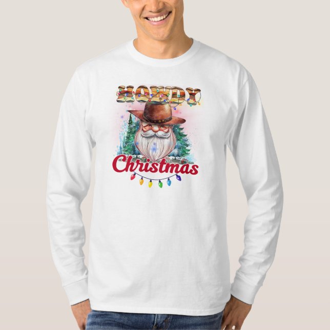 T-shirt Howdy Christmas Cowboy Père Noël (Devant)