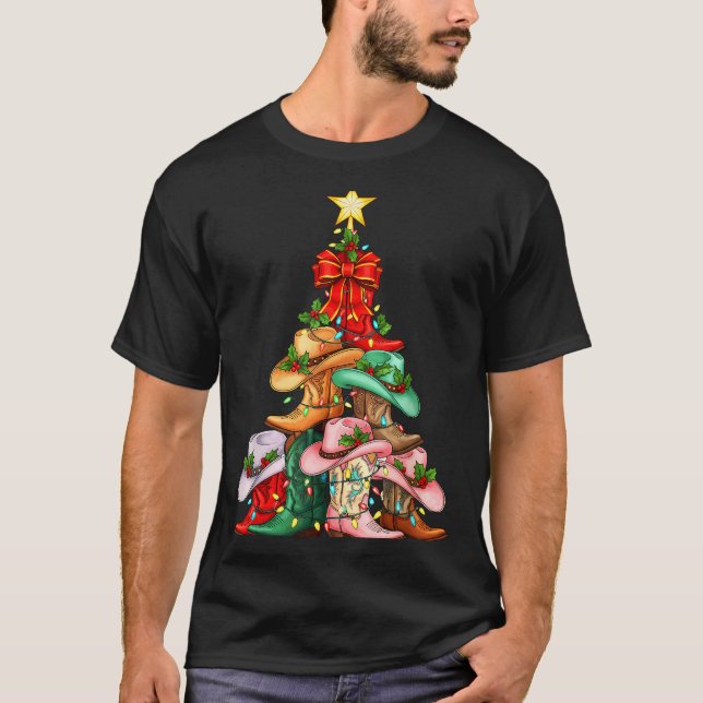 T-shirt Howdy Christmas Tree Western Cowgirl Boots Xmas Li (Devant)