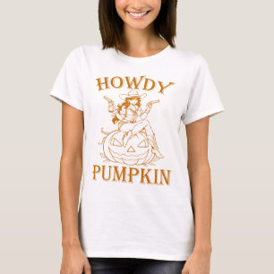 T-shirt Howdy Citrouille Cowgirl, Halloween occidentale