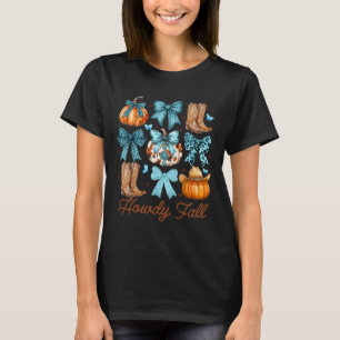 T-shirt Howdy Fall Citrouille occidental Coquette Bow Citr