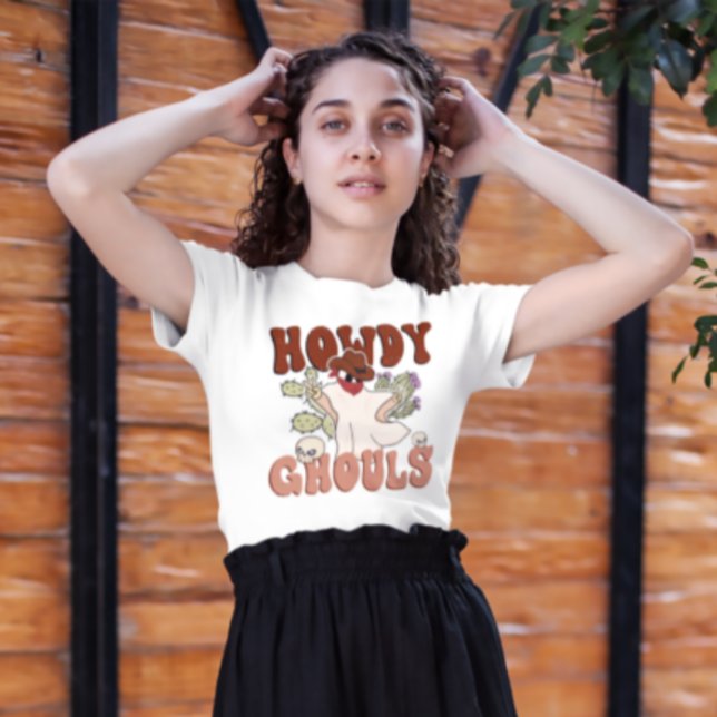 T-shirt Howdy Ghouls Retro Funny Halloween Cowboy Ghost (Créateur téléchargé)