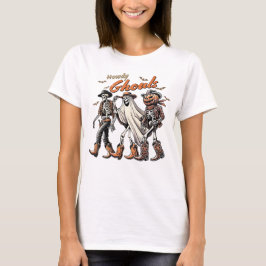 T-shirt Howdy Gouls Western Halloween squelette citrouille