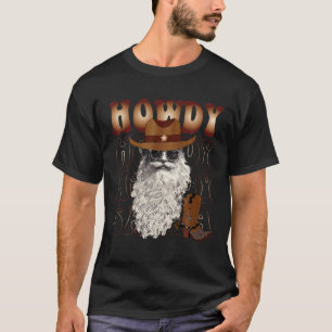 T-shirt Howdy Père Noël Retro Vacances de Noël Occidentale