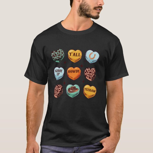 T-shirt Howdy Valentines Day Western Cowboy Cowgirl Leopar (Devant)
