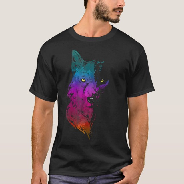 T-shirt Howl Faune Forêt Animal Predator Portrait Colo (Devant)