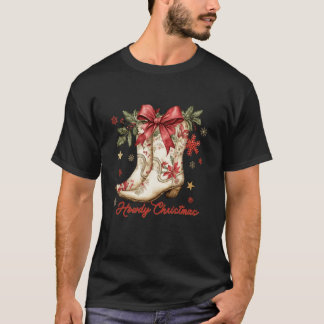 T-shirt Howley Christmas Cowgirl Boots Coquette Bow Wester