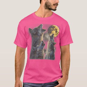T-shirt Howling At The Moon Wolves Cool Mountain Wolf Anim