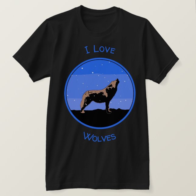 T-shirt Howling Wolf en hiver - Art faunique original (Design devant)
