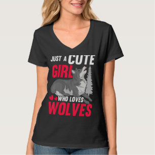 T-shirt Howling Wolf Femmes Juste Une Mignonne Fille Qui A