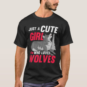 T-shirt Howling Wolf Lover Femmes Juste Une Mignonne Fille