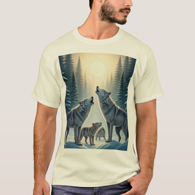 T-shirt "Howling Wolf Pack Under the Moon" (Devant)