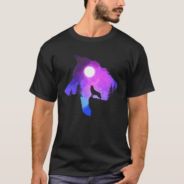 T-shirt Howling Wolf  Spirit Animal Moon Indigenous Native (Devant)