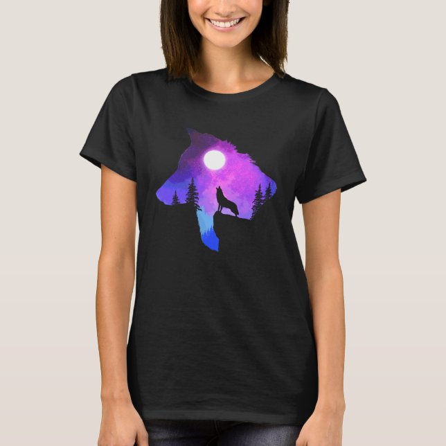 T-shirt Howling Wolf  Spirit Animal Moon Indigenous Native (Devant)