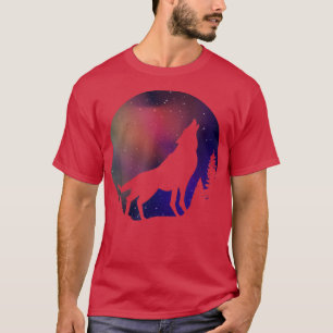 T-shirt Howling Wolf Werewolf Scary Full Moon Night Sky Wi