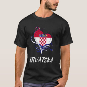 T-shirt Hrvatska Coeur Croatie Drapeau Fière Fierté croate