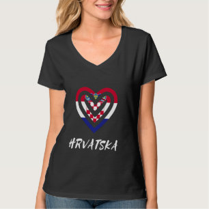 T-shirt Hrvatska Croatie Drapeau Coeur Croate Fierté Racin