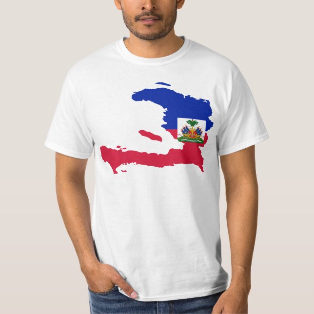 T-shirt HT de carte de drapeau du Haïti (Devant)