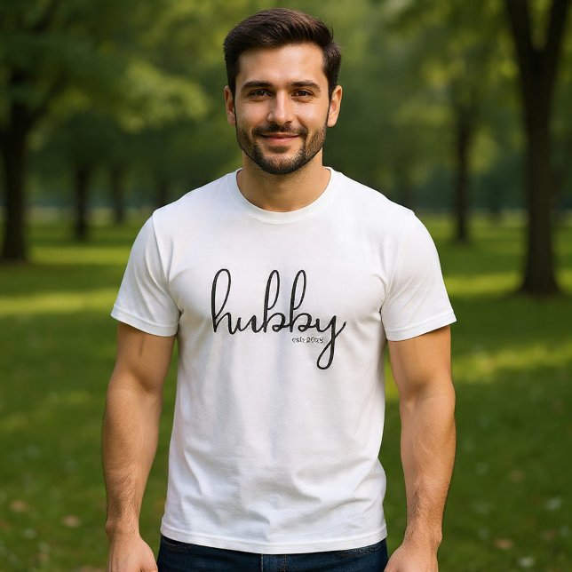 T-shirt Hubby Established Personalized Year (Hubby Established Personalized Year T-Shirt by Ricaso. Add date of marriage. Great groom gift idea)