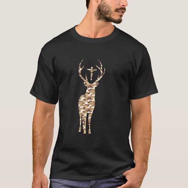 T-shirt Hubert Hubertus Patron Saint des chasseurs Camo de (Devant)