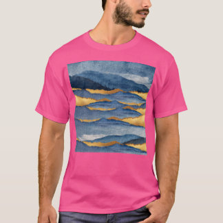 T-shirt Hues D'Or Et Montagnes Bleues Royales Abs Paysage
