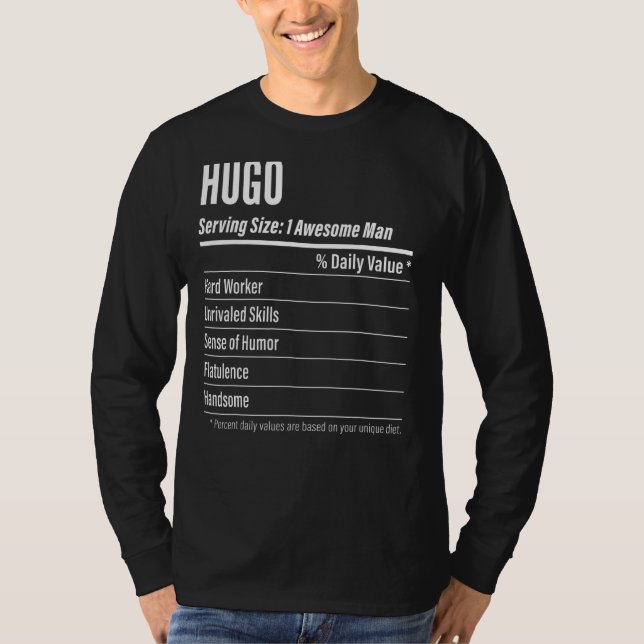 T-shirt Hugo Taille du service Nutrition Étiquette Calorie (Devant)
