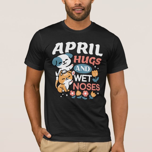 T-shirt Hugs, Nez Humide et Vibes de Printemps - Animaux d (Devant)