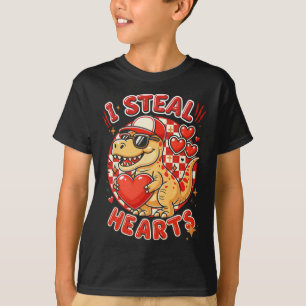 T-shirt Hugvyn I Steal Hearts Saint-Valentin Garçons Dinos