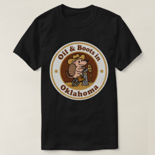 T-shirt Huile & Bottes_ Œuvre d'art vintage d'Oklahoma