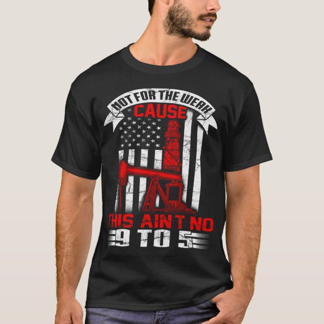 T-shirt Huile Drapeau Travailleur de champ de pétrole non  (Devant)