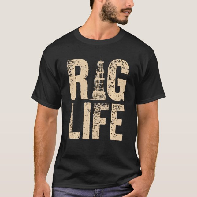 T-shirt Huile Drôle Rig Pour Huile Terrain Homme Travaille (Devant)