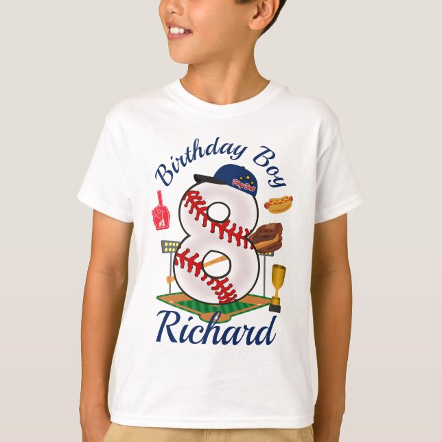 T-shirt Huit Anniversaire Boy Baseball 8ème (Devant)