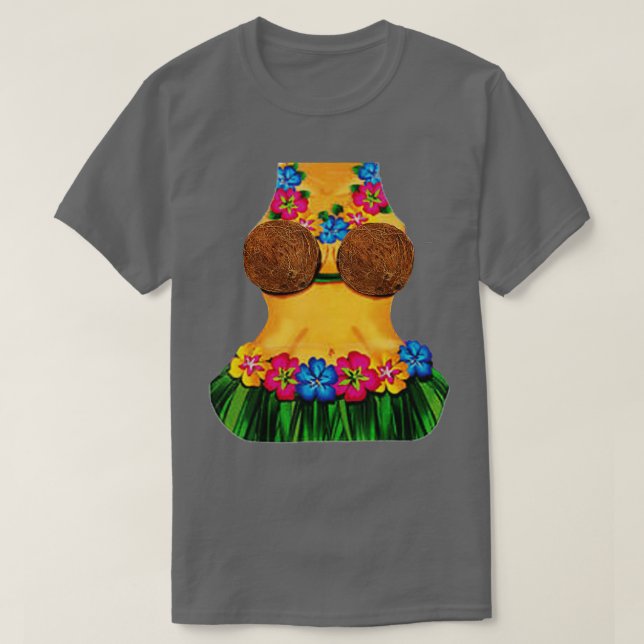 T-shirt Hula Dancer Body Coconut Bra Luau Tiki Party (Design devant)