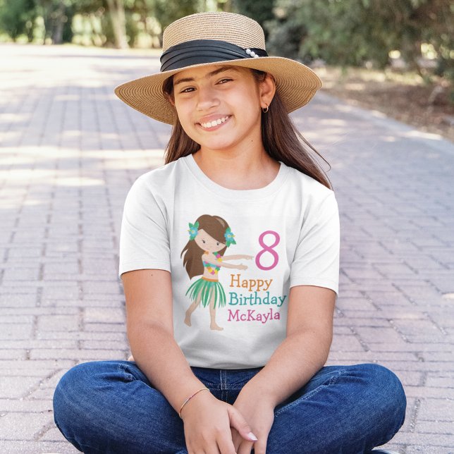 T-Shirt Hula Dancing Girl Anniversaire de enfant personnal (Créateur téléchargé)