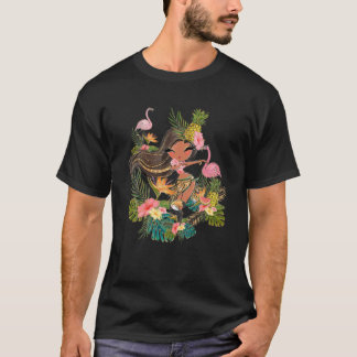 T-shirt Hula Girl Tiki Vacances Hawaiian Luau Beach été