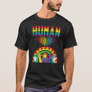 T-shirt Humain avec battement de coeur et les mains avec d