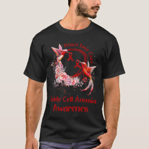 T-shirt Hummingbird Peace Love Cure Sickle Cell Anemia Awa