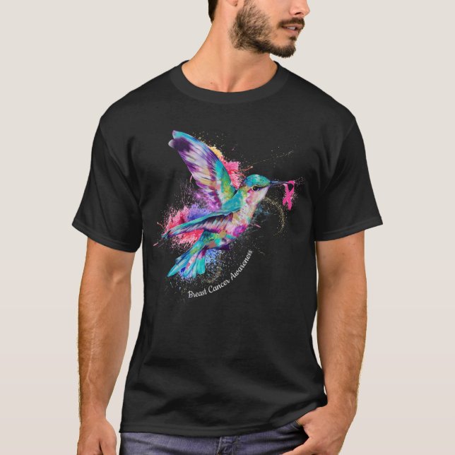 T-shirt Hummingbird Ribbon Sensibilisation au cancer du se (Devant)